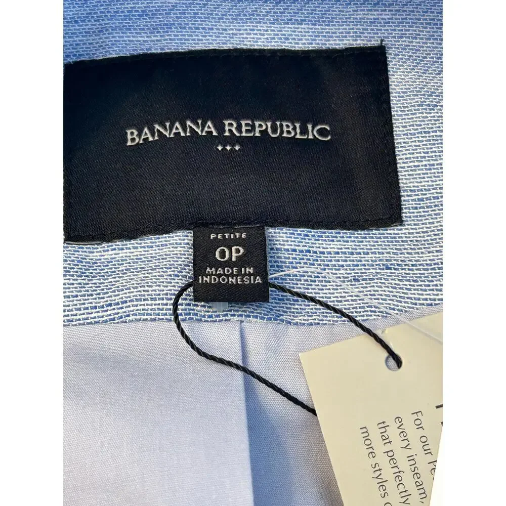 Banana Republic Factory Women's Linen Chambray Blue Blazer‎ Sz 0P NWTs